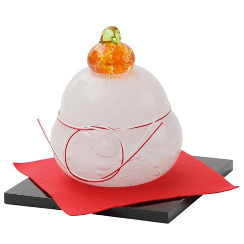 【新品未使用】　ガラス製 鏡餅 二段重ね オレンジ付き（大） ガラス製 鏡餅 二段重ね オレンジ付き（大） 鏡餅 ガラス 鏡もち 硝子